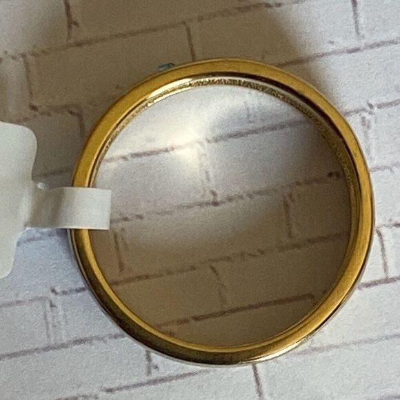 Men's Gold and Silver Ring Band with Aqua Stone size 10 - Picture 6 of 6